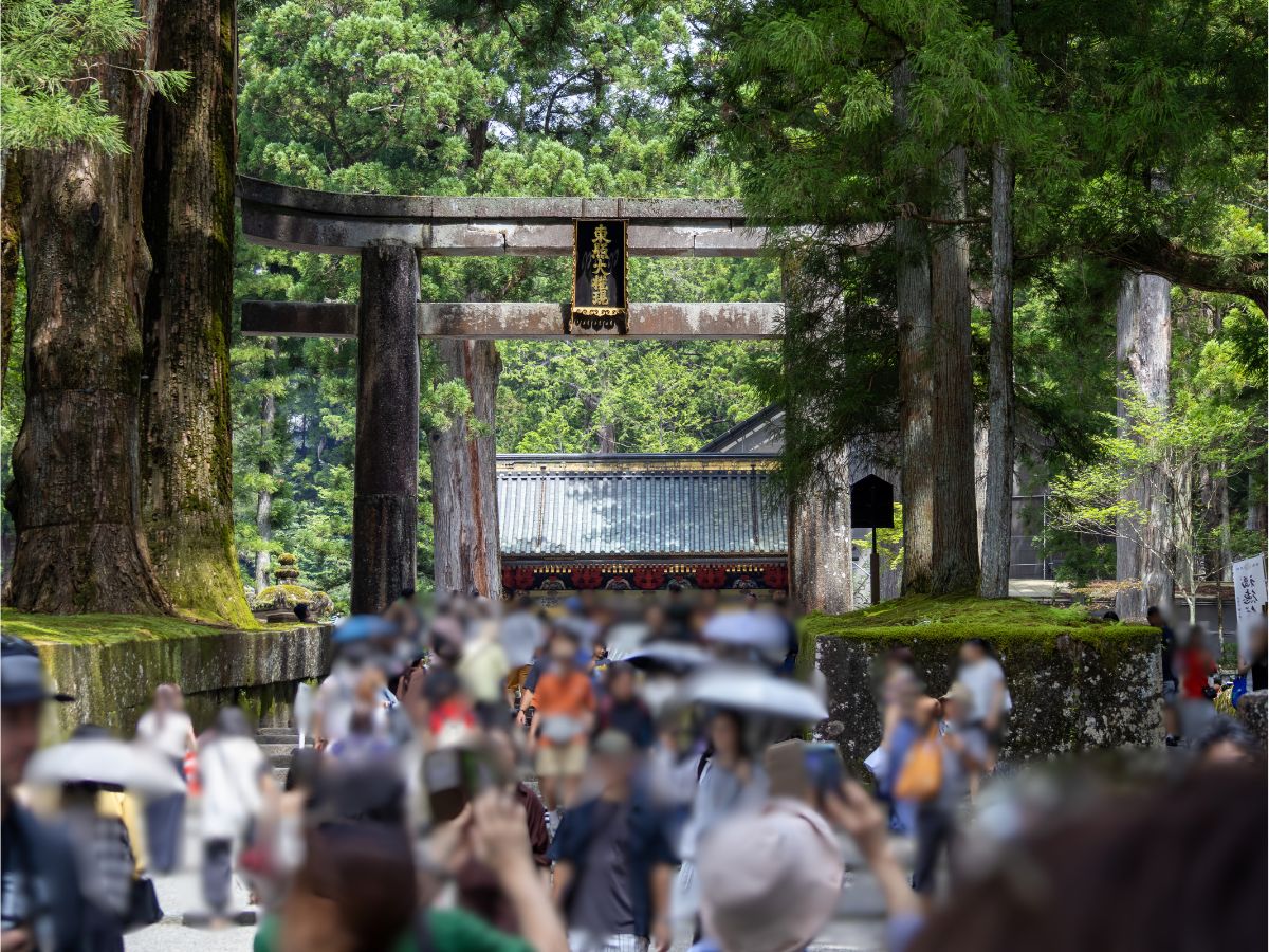 石鳥居と表門へと続く広い砂利道の参道